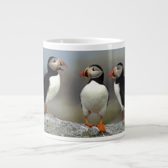 Caneca De Café Grande Grupo de Papagaios-do-Atlântico (Frente)