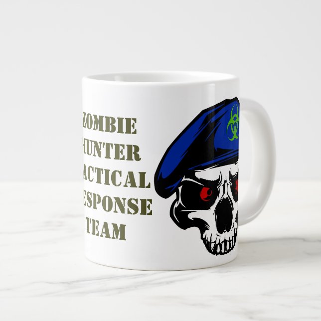 Caneca De Café Grande Grupo de Resposta Tática Zombie Hunter (Frente Esquerda)