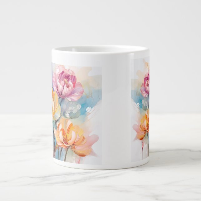 Caneca De Café Grande grupo duradouro de flores Jumbo Mug (Frente)