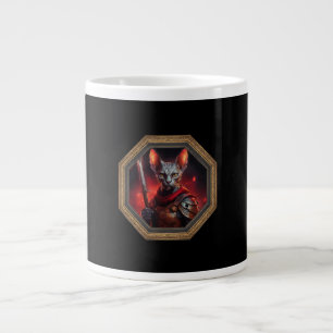 Caneca De Café Grande Guerreiro Fantástico de Gato Esfinge em Moldura