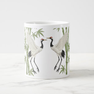 Caneca De Café Grande Guindastes Japoneses de Coroa Vermelha Bordados Pr
