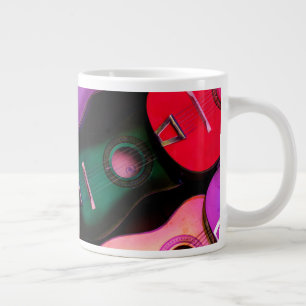 Caneca De Café Grande Guitarras Coloridas