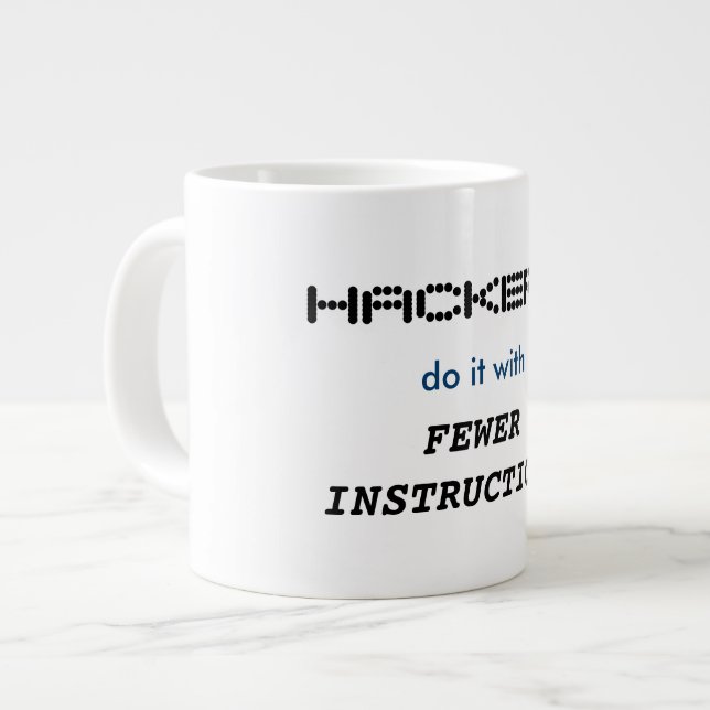 Caneca De Café Grande "Hackers fazem isso com menos instruções" Mug (Frente Esquerda)
