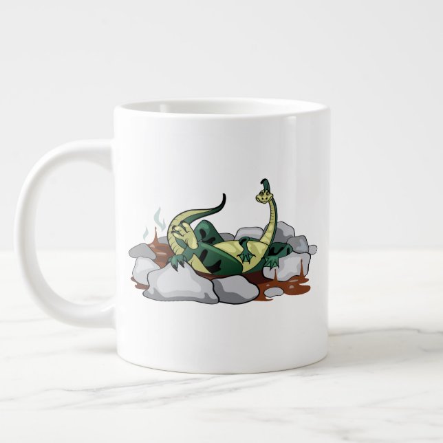 Caneca De Café Grande Hadrosaurus Relaxando Em Uma Jacuzzi. (Esquerda)
