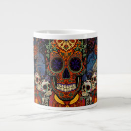 Caneca De Café Grande Halloween, Abóbora Caveira de Açúcar Fiesta, Calav