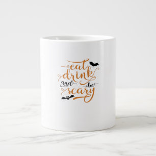 Caneca De Café Grande Halloween Coma Beba E Seja Assustador Criativo Cas