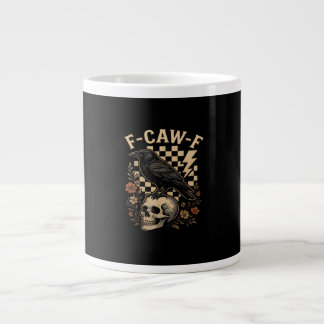 Caneca De Café Grande Halloween F Caw F Corvo Pássaro Xadrez Vintage Sty