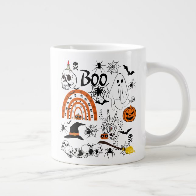 Caneca De Café Grande Halloween Gift, Boo, Design de sublimação do Hallo (Direita)