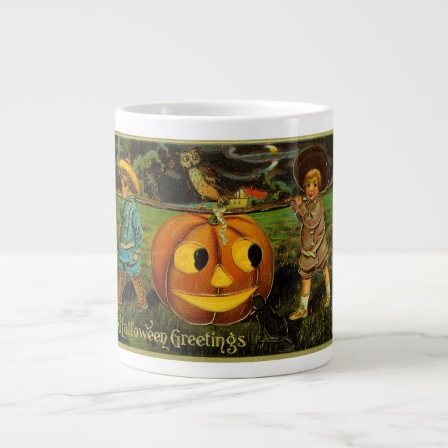 Caneca De Café Grande Halloween Jack-o-Lantern Harvest Night por Criança (Frente)