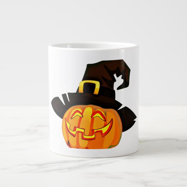 Caneca De Café Grande Halloween Jack-O-Lantern-Witch Mug (Frente)