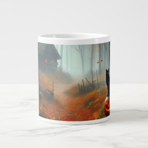 Caneca De Café Grande Halloween/outono/Outono/Abóbora/gato