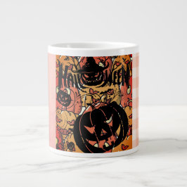 Caneca De Café Grande Halloween, Pumpkins Party, Black Pink