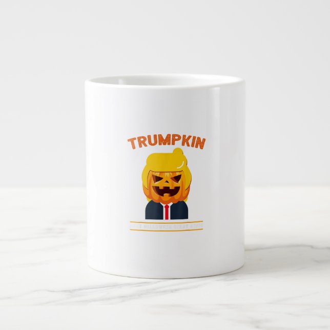 Caneca De Café Grande Halloween Trumpkin Engraçado Pumpkin Halloween (Frente)