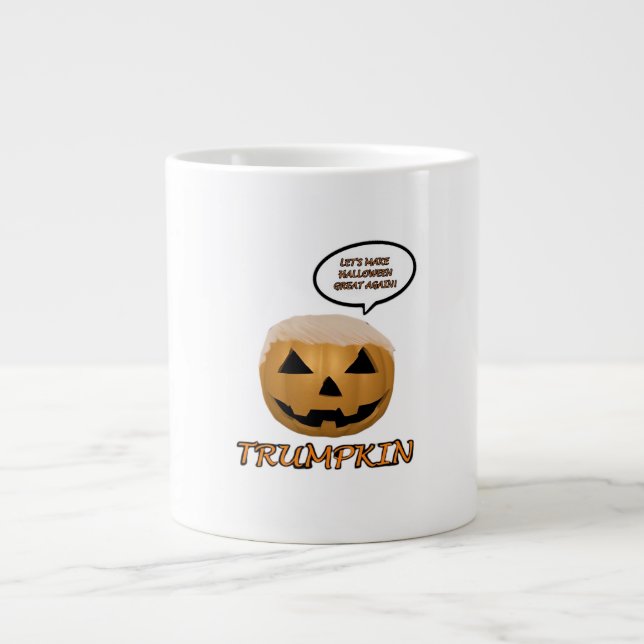 Caneca De Café Grande Halloween Trumpkin Feita (Frente)