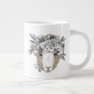 Caneca De Café Grande Halo Sheep Floral