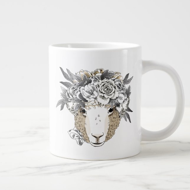 Caneca De Café Grande Halo Sheep Floral (Direita)