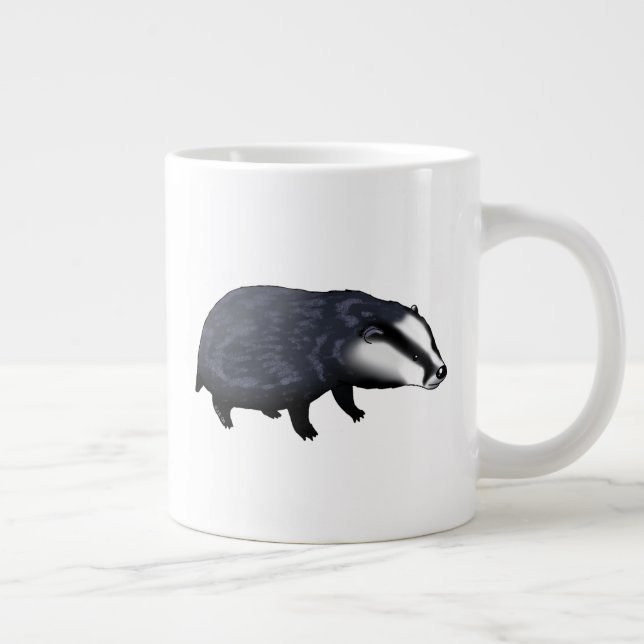 Caneca De Café Grande Hand Drawn Badger Illustration Design (Direita)