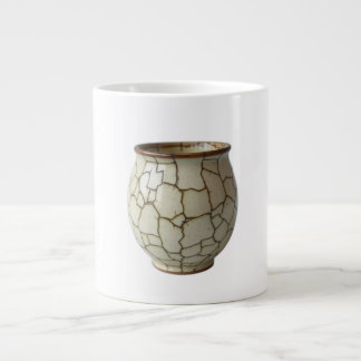 Caneca De Café Grande Hand-Painted Ceramic Crackle Artisan Kintsugi Effe