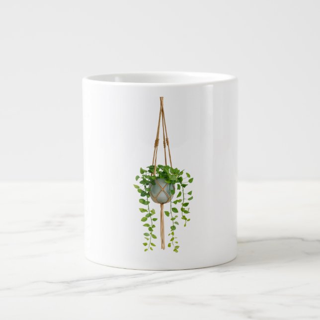 Caneca De Café Grande Hanging Macrame Plant Holder Boho Mug (Frente)