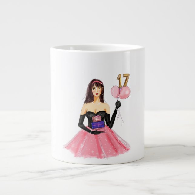 Caneca De Café Grande Happy 17th birthday  (Frente)