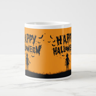 Caneca De Café Grande Happy Halloween:Mug with Mysterious Silhouette