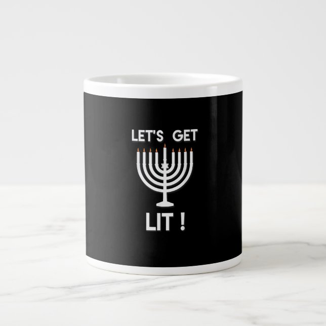 Caneca De Café Grande Happy Hanukkah Tis The Season Get (Frente)