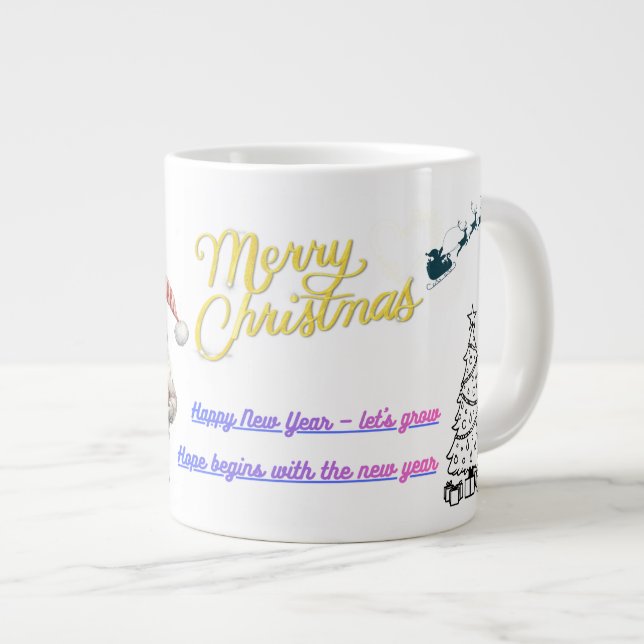Caneca De Café Grande Happy New Year Celebration Mug (Frente Esquerda)