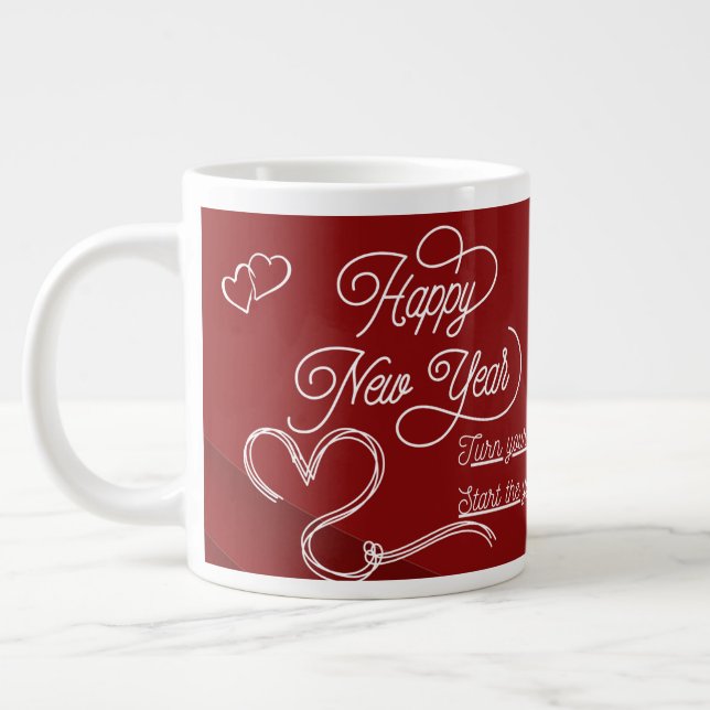 Caneca De Café Grande Happy New Year Mug – Premium Celebration Design (Esquerda)