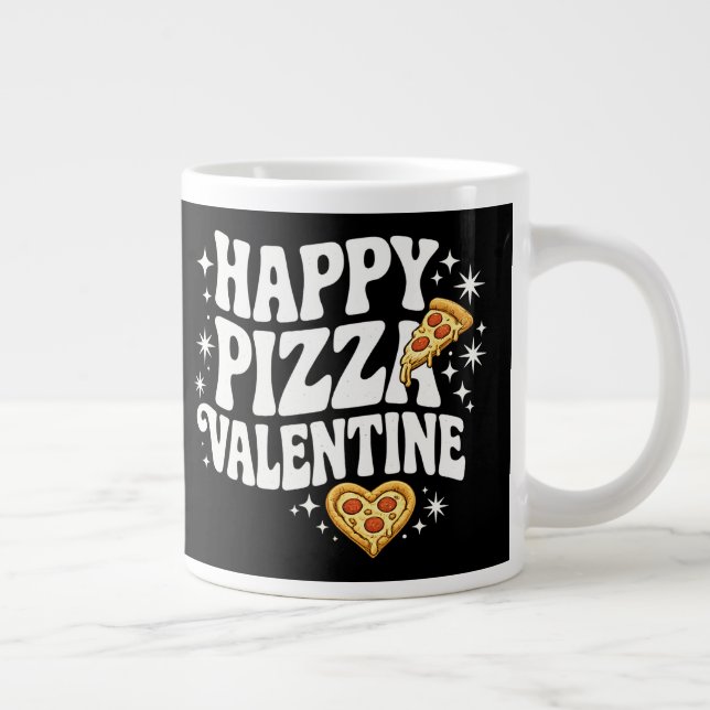 Caneca De Café Grande Happy Pizza Valentine Funny Pizza Love Design (Direita)