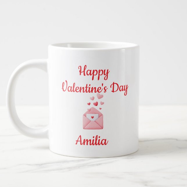 Caneca De Café Grande Happy Valentine’s Day Cute Love Mug (Esquerda)