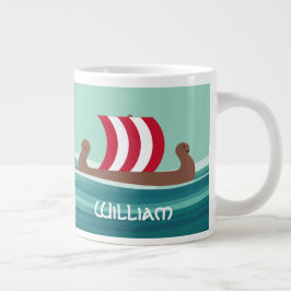 Caneca De Café Grande Happy Viking Ship