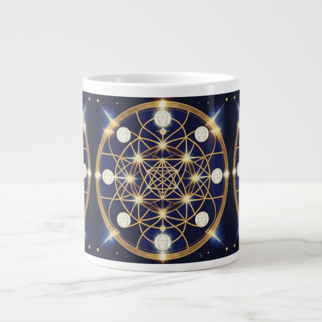 Caneca De Café Grande Harmonia Celestial – A Luz Dentro da Grade (Frente)