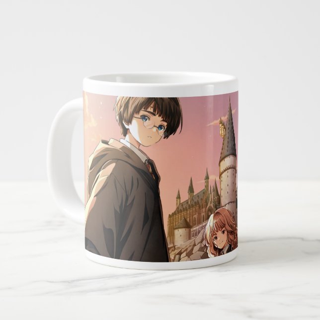 Caneca De Café Grande HARRY POTTER™ Hermione & Ron HOGWARTS™ Cena de Ani (Frente Esquerda)