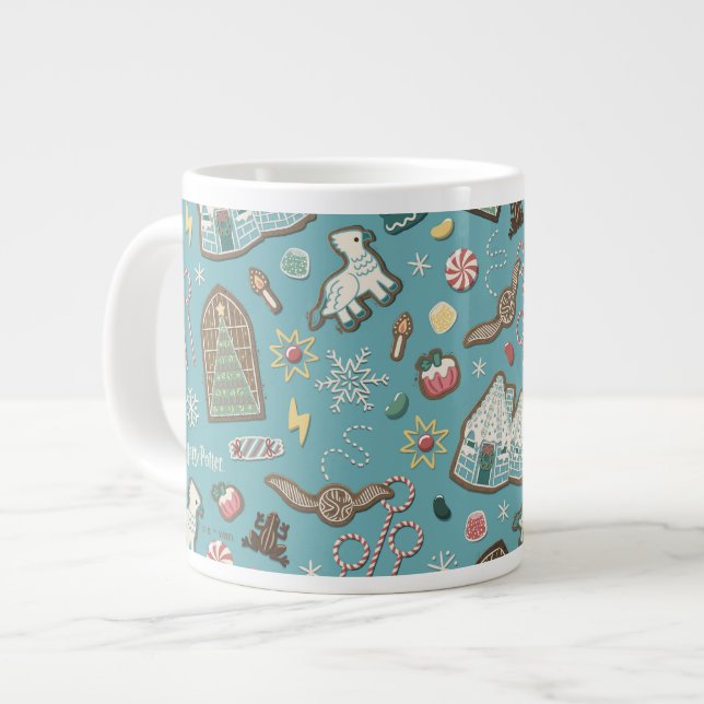 Caneca De Café Grande HARRY POTTER™ HOGWARTS™ Natal Cookie Patterno (Frente Esquerda)