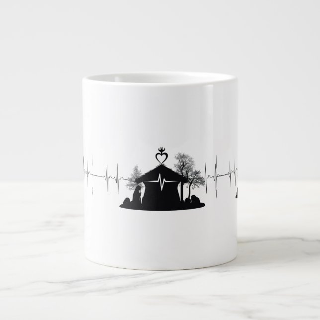Caneca De Café Grande Heartbeat Nativity Unique Minimal Jumbo Mug (Frente)
