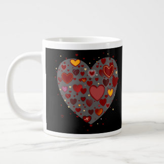 Caneca De Café Grande Hearts allover