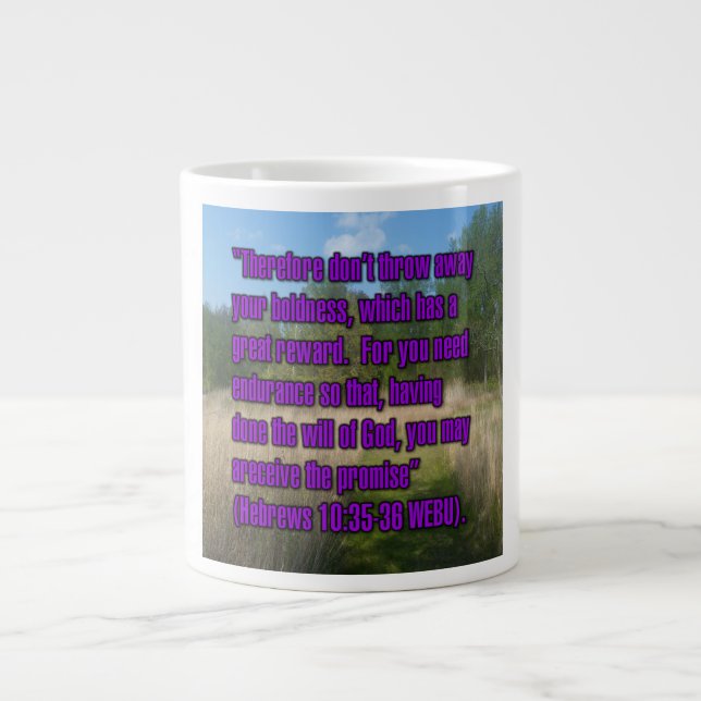 Caneca De Café Grande Hebreus 10:35-36 WEBU Mug (Frente)
