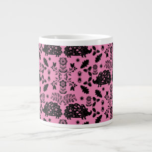 Caneca De Café Grande Hedgehog Folk Art