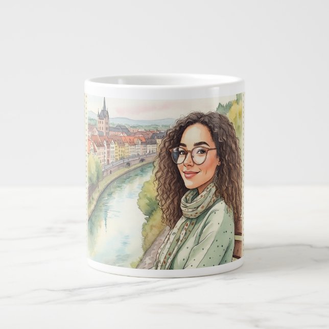 Caneca De Café Grande Heidelberg, Alemanha Crystal Clear River (Frente)