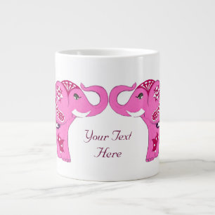 Caneca De Café Grande Henna Elephant (Rosa/Roxo)