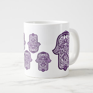 Caneca De Café Grande Henna Hand of Hamsa (Roxo)