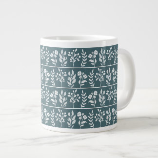 Caneca De Café Grande Herbário Botânico Floral Verde Floresta Profunda