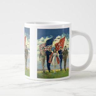 Caneca De Café Grande Heróis Patrióticos Vintage, Pessoal Militar Orgulh