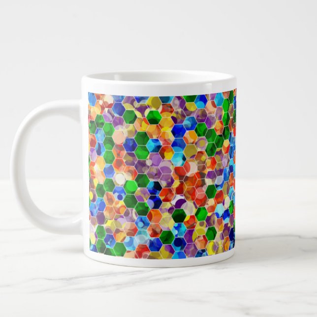 Caneca De Café Grande Hexágonos Horizontais Dot 20oz Mug (Esquerda)