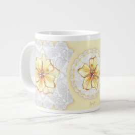 Caneca De Café Grande Hibiscus & lace AMARELO