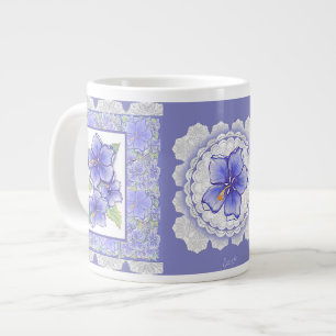 Caneca De Café Grande Hibiscus & lace BLUE