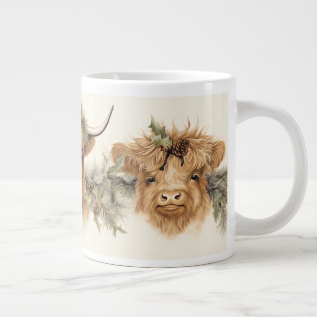 Caneca De Café Grande Highland Scottish Cows (Direita)
