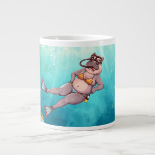 Caneca De Café Grande Hipopótamo de mergulho subaquático