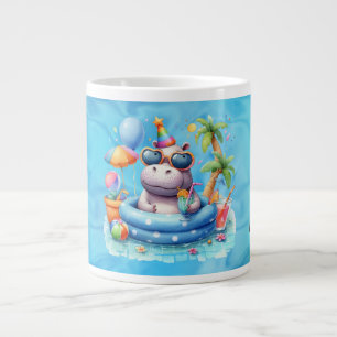 Caneca De Café Grande Hipopótamo na piscina com Nome