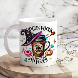 Caneca De Café Grande "Hocus Pocus I Need Coffee" Funny Witchy 